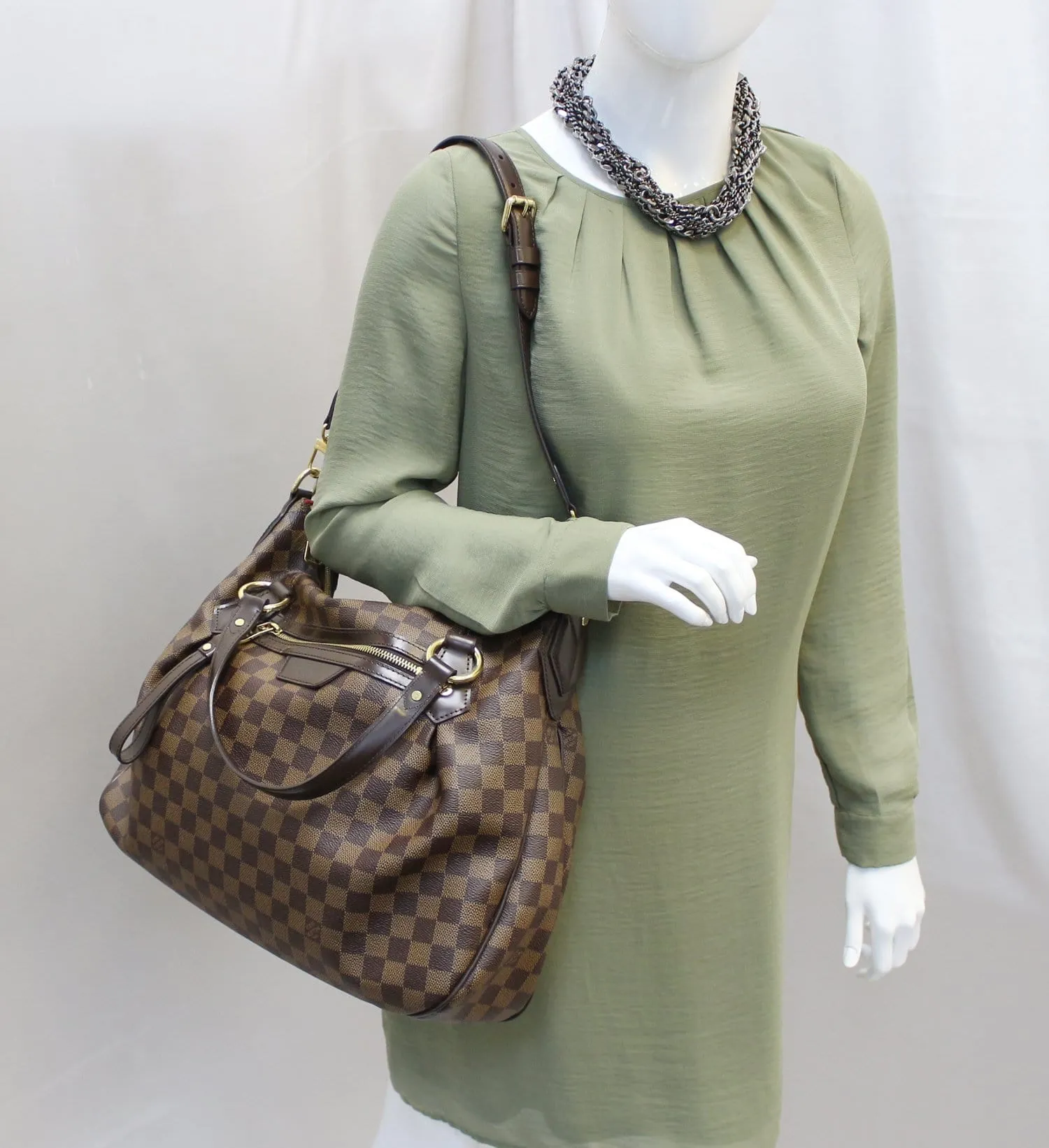 LOUIS VUITTON Evora MM Damier Ebene Tote Shoulder Bag